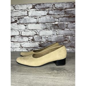 ARCHE France Tan Nubuck Leather Block Heel Slip On Shoes Women Sz 39EU/8.5M US